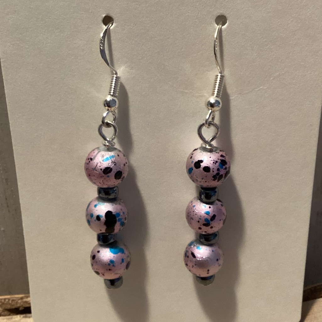 Speckled Glass Beaded Earrings 12$